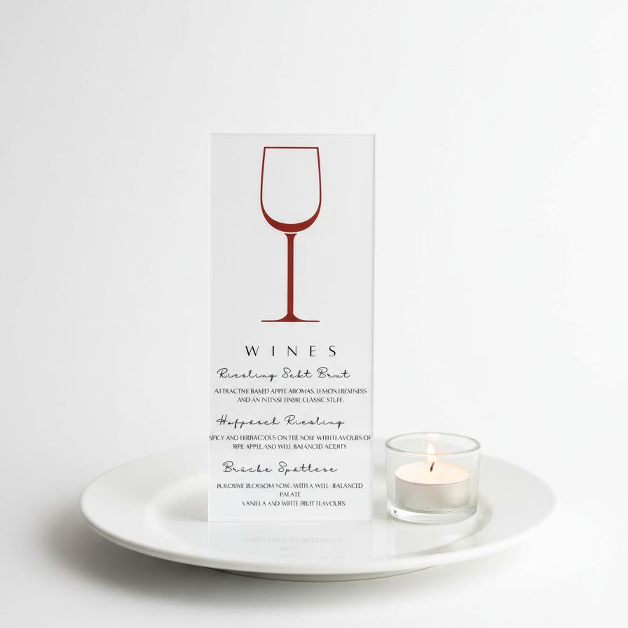 Acrylic Dinner Menu