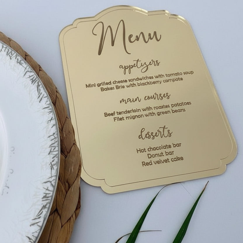 Acrylic Dinner Menu
