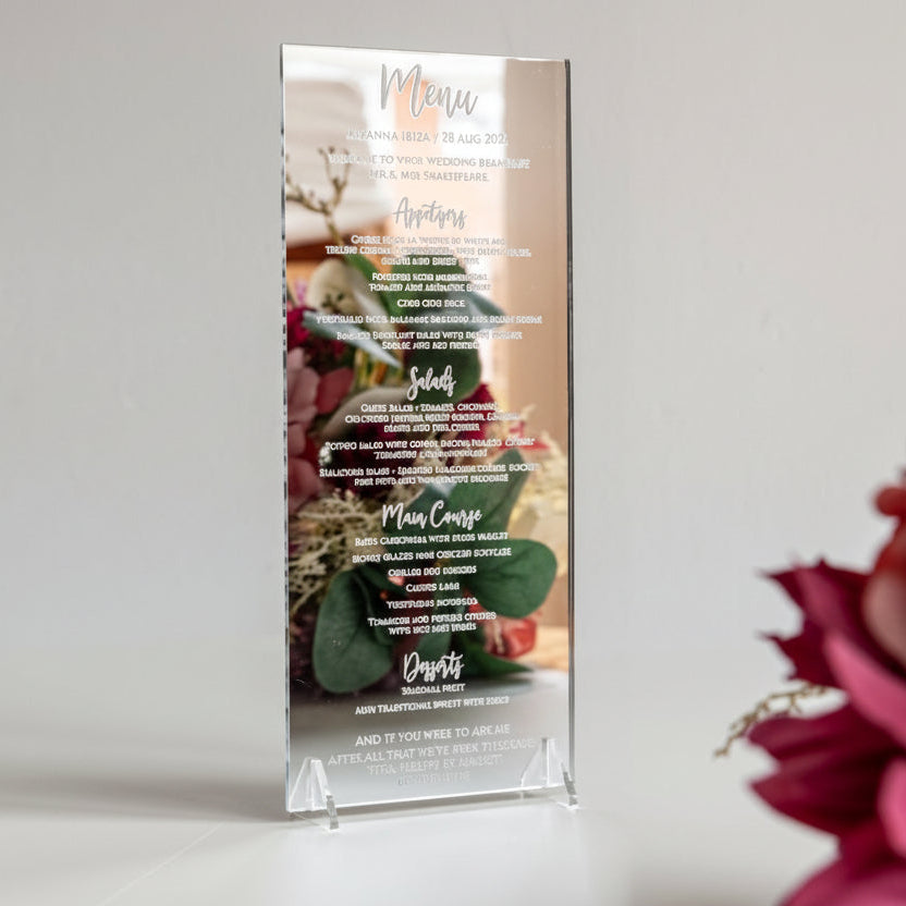 Acrylic Dinner Menu